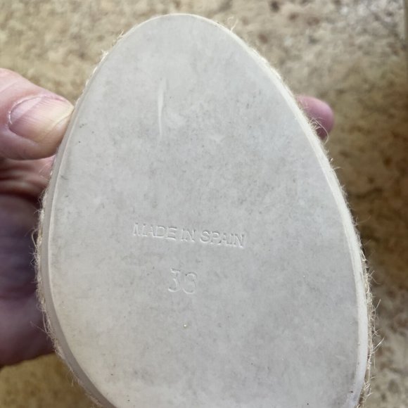 Classic brown perforated leather high heel platform Espadrilles sandals 8 38 NEW - Picture 9 of 9